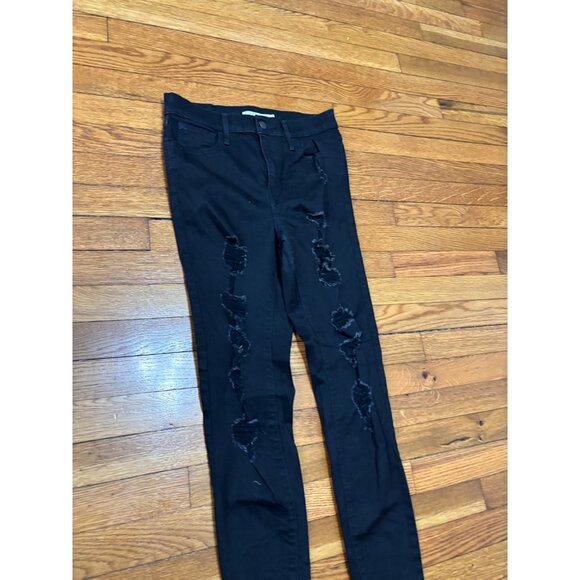 Levi's Womens 720 High Rise Super Skinny Jeans Jeggings Size 28 Black Distressed - Picture 2 of 7